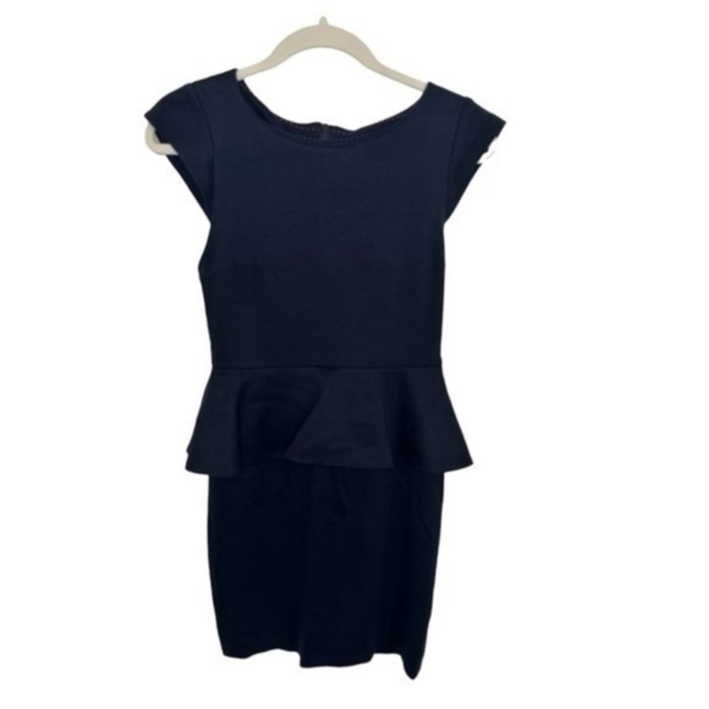 Alice + Olivia Dress Womens Size 6 Navy Scoop Neck Capped Sleeve Mini Sheath